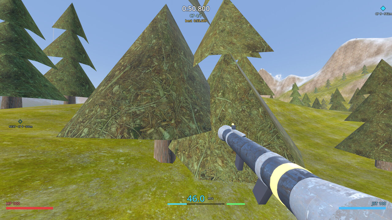 A high-speed run through an alpine grove